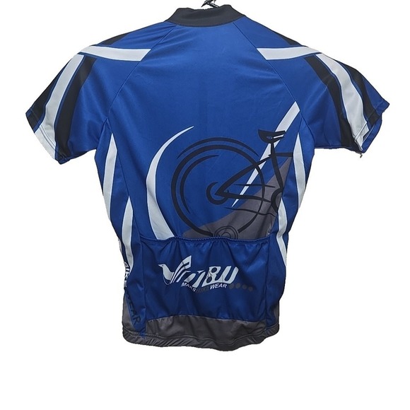 Maks Men's Cycling Jersey Medium Blue MTB Road Bike Short Sleeve Performance - Picture 2 of 16